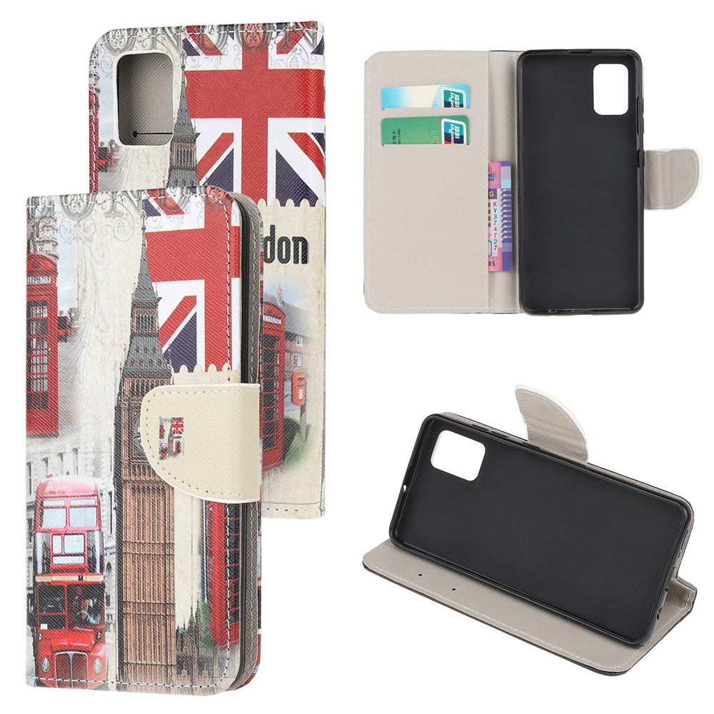 For Samsung Galaxy A71 Pattern Printing Wallet Stand Leather Mobile Shell Cover - London Elements-1