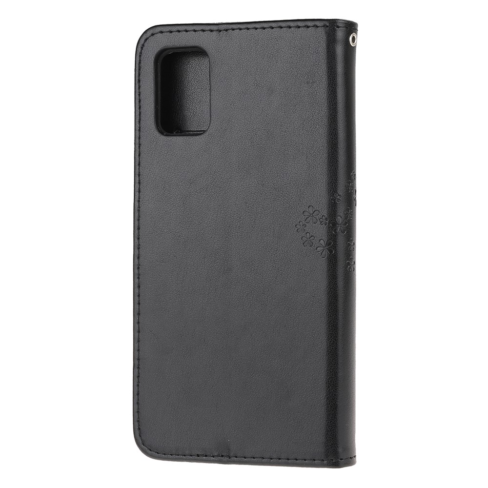 Imprint Tree Owl Leather Wallet Stand Phone Shell for Samsung Galaxy A71 - Black-3