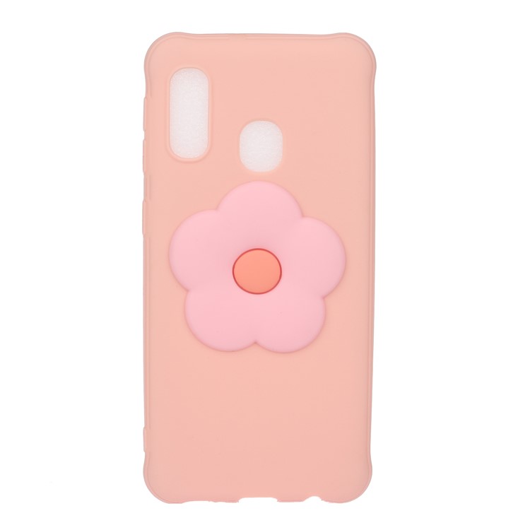 3D Flower Pattern TPU Casing for Samsung Galaxy A40 - Pink-1