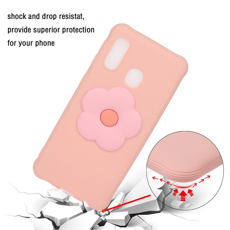 3D Flower Pattern TPU Casing for Samsung Galaxy A40 - Pink-2
