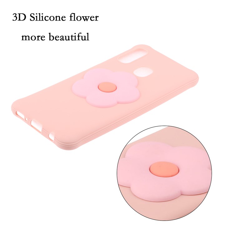 3D Flower Pattern TPU Casing for Samsung Galaxy A40 - Pink-4