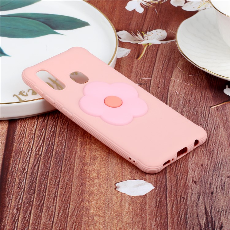 3D Flower Pattern TPU Casing for Samsung Galaxy A40 - Pink-5