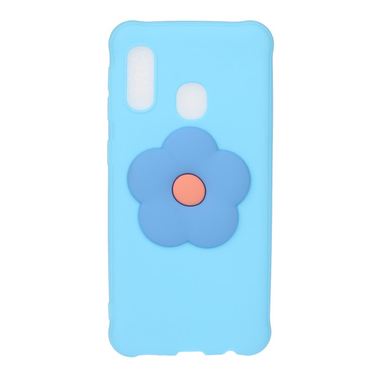 3D Flower Pattern TPU Casing for Samsung Galaxy A40 - Baby Blue-1