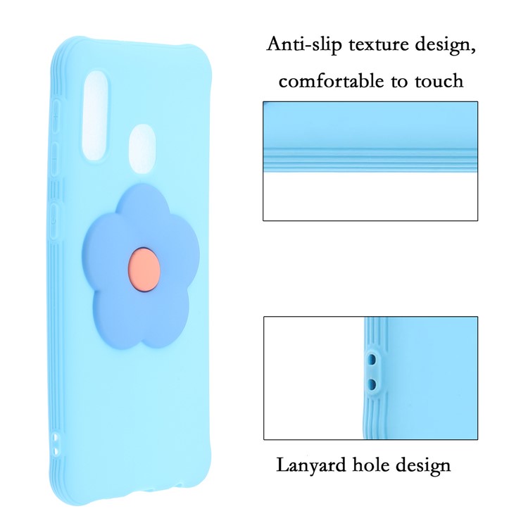 3D Flower Pattern TPU Casing for Samsung Galaxy A40 - Baby Blue-3