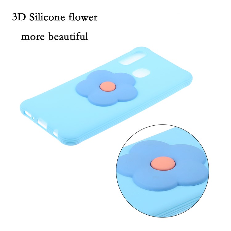 3D Flower Pattern TPU Casing for Samsung Galaxy A40 - Baby Blue-4