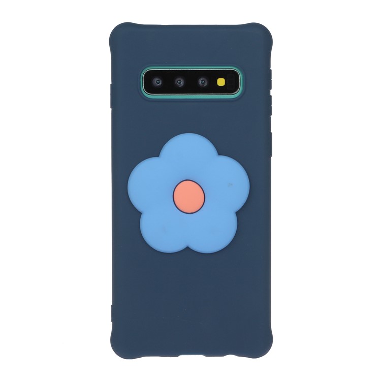 3D Flower Surface TPU Case for Samsung Galaxy S10 - Dark Blue-1