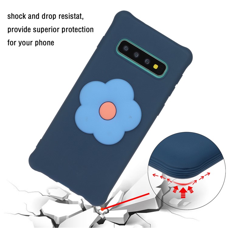 3D Flower Surface TPU Case for Samsung Galaxy S10 - Dark Blue-2