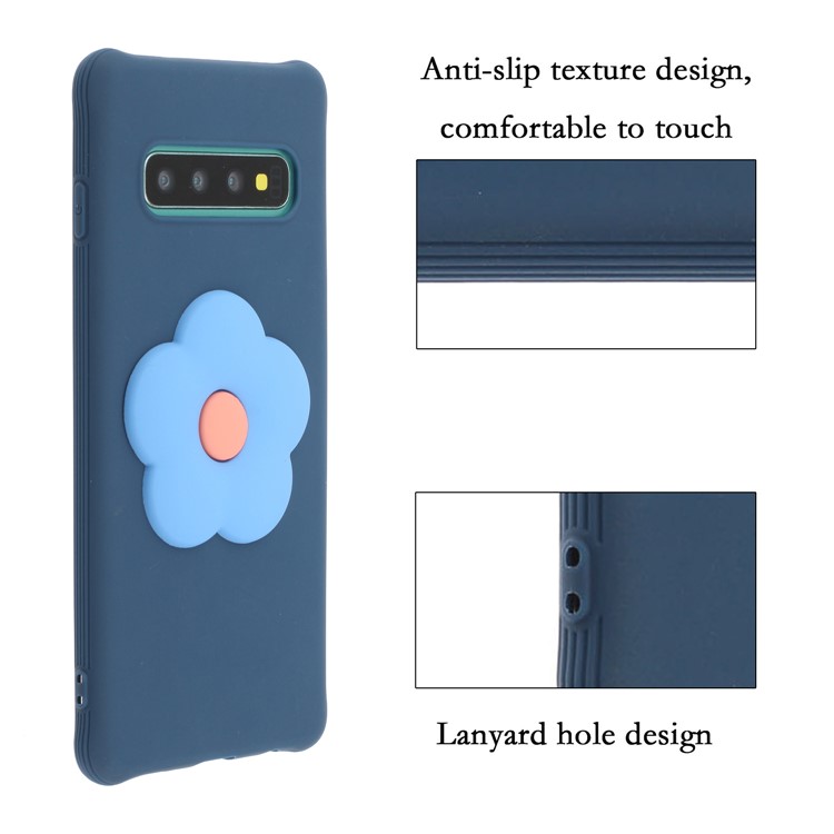 3D Flower Surface TPU Case for Samsung Galaxy S10 - Dark Blue-3