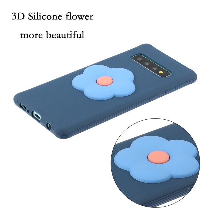 3D Flower Surface TPU Case for Samsung Galaxy S10 - Dark Blue-4
