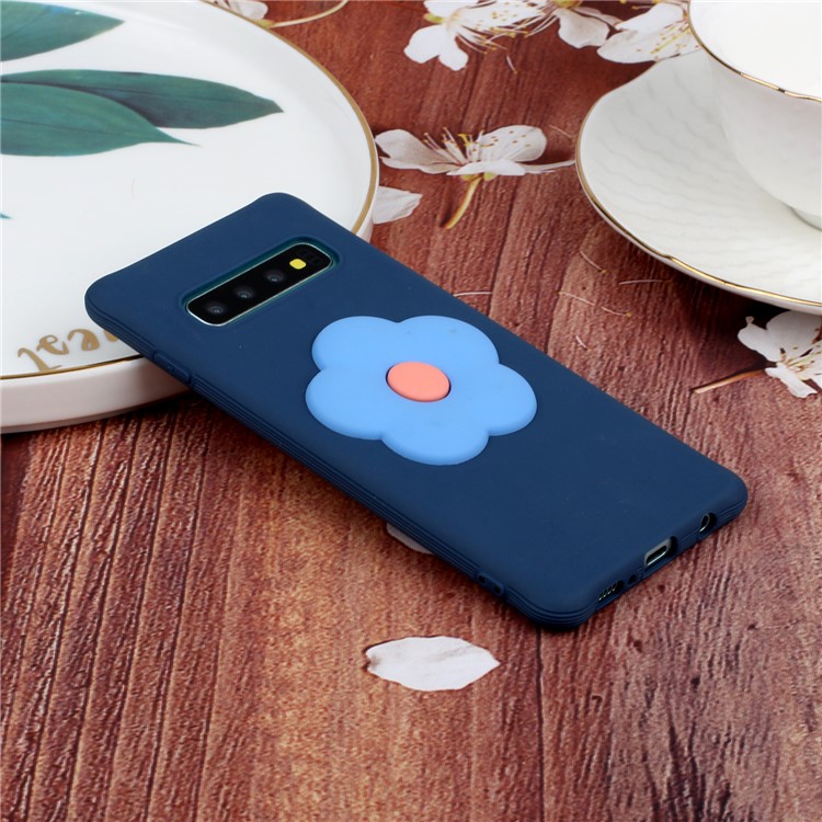 3D Flower Surface TPU Case for Samsung Galaxy S10 - Dark Blue-5