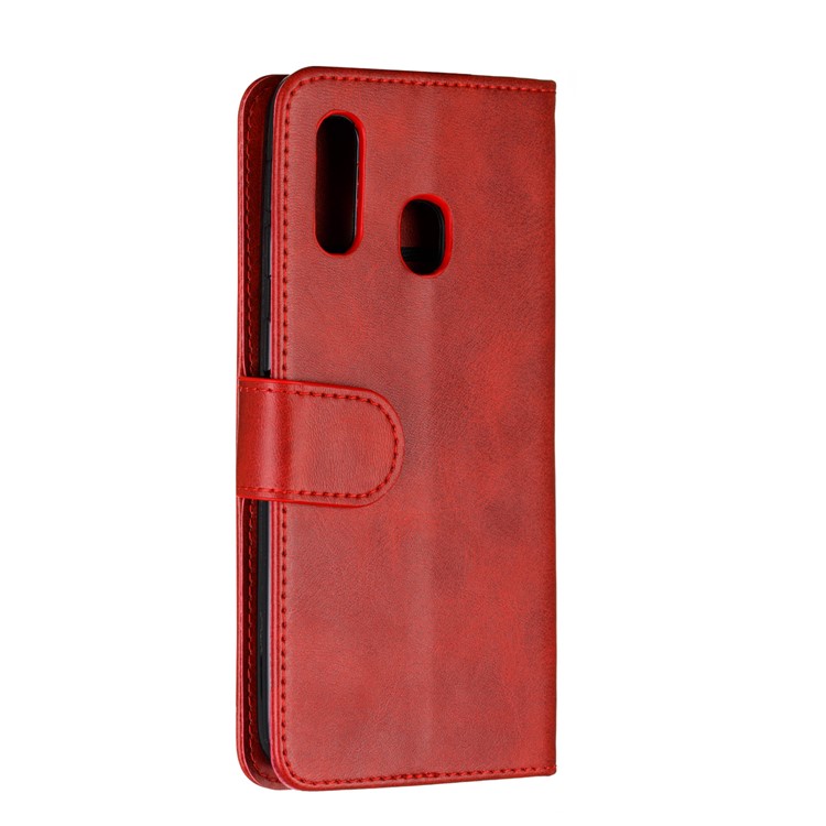 Zipper Pocket 9 Tarjeta Slots Cartera De Cuero Funda Para Samsung Galaxy A20E - Rojo