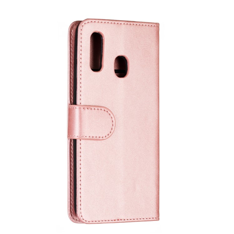 Zipper Pocket 9 Card Slots Leather Wallet Case for Samsung Galaxy A20e - Rose Gold-6