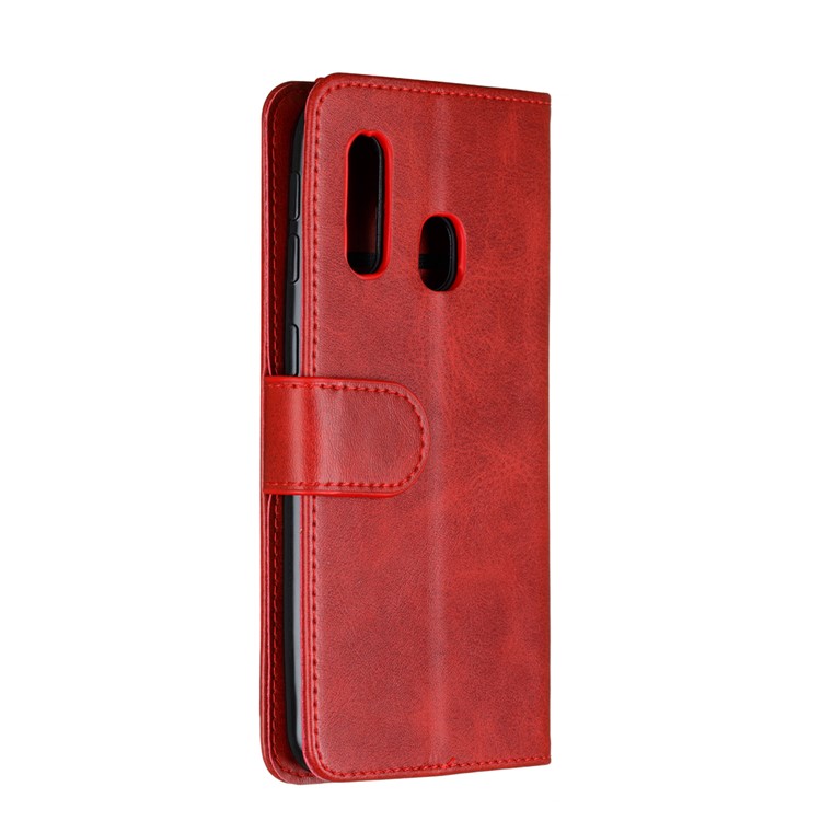 Zipper Pocket 9 Card Slots Leather Wallet Stand Case Cover for Samsung Galaxy A40 - Red-6