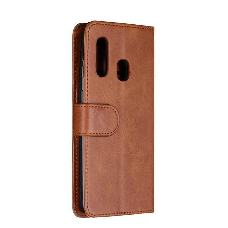 Zipper Pocket 9 Card Slots Leather Wallet Stand Case Cover for Samsung Galaxy A40 - Brown-6