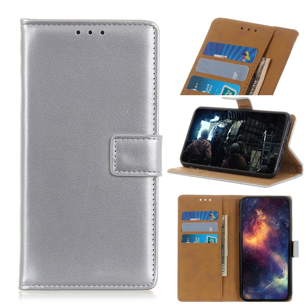 Magnetic Leather Wallet Case for Samsung Galaxy S20 - Silver-1