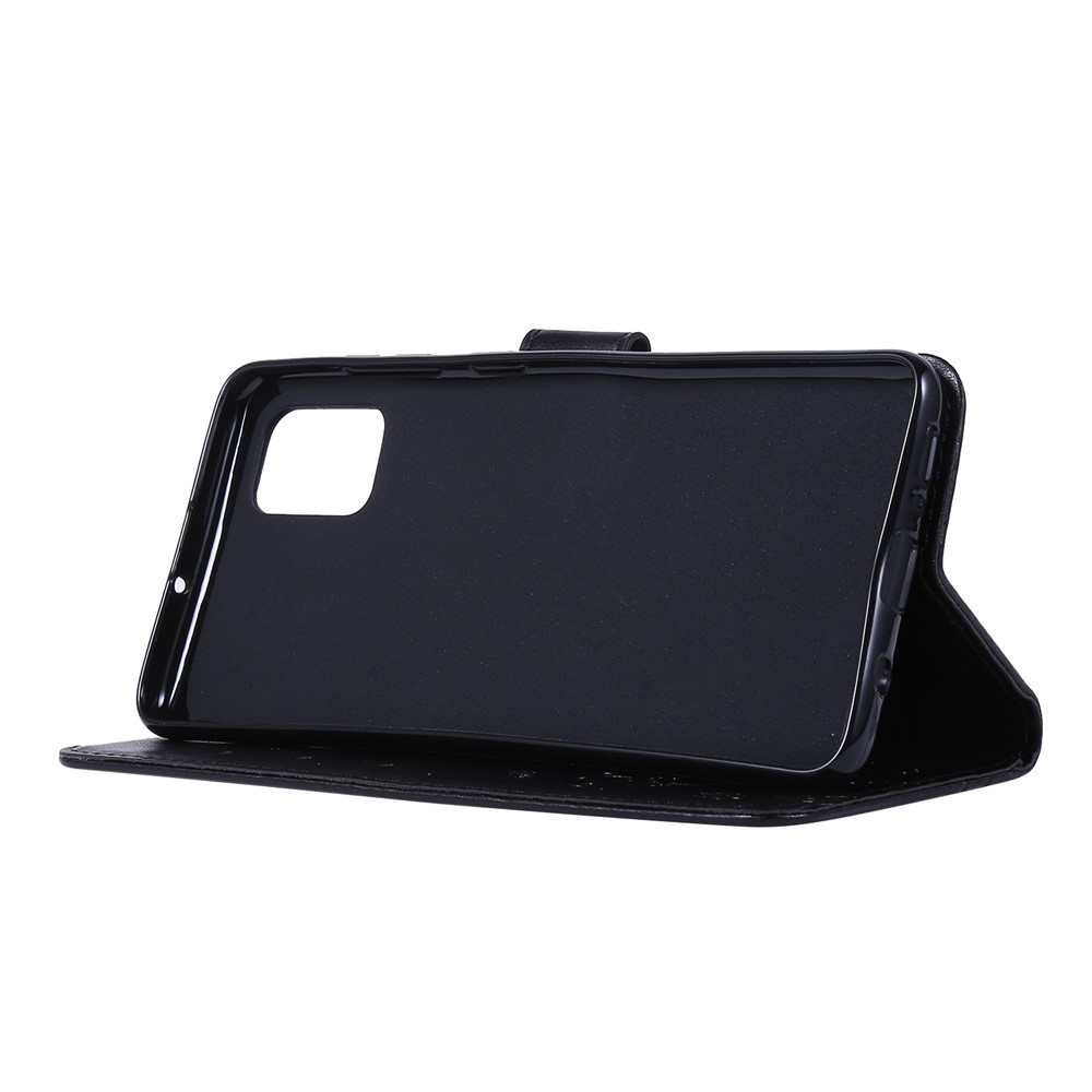 Estande Carteira Escudo Do Telefone Imprint Borboletas Couro Da Aleta Para Samsung Galaxy A51 - Preto-4