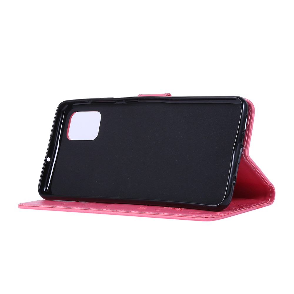 Imprint Butterflies Wallet Stand Flip Leather Phone Shell for Samsung Galaxy A51 - Pink-4