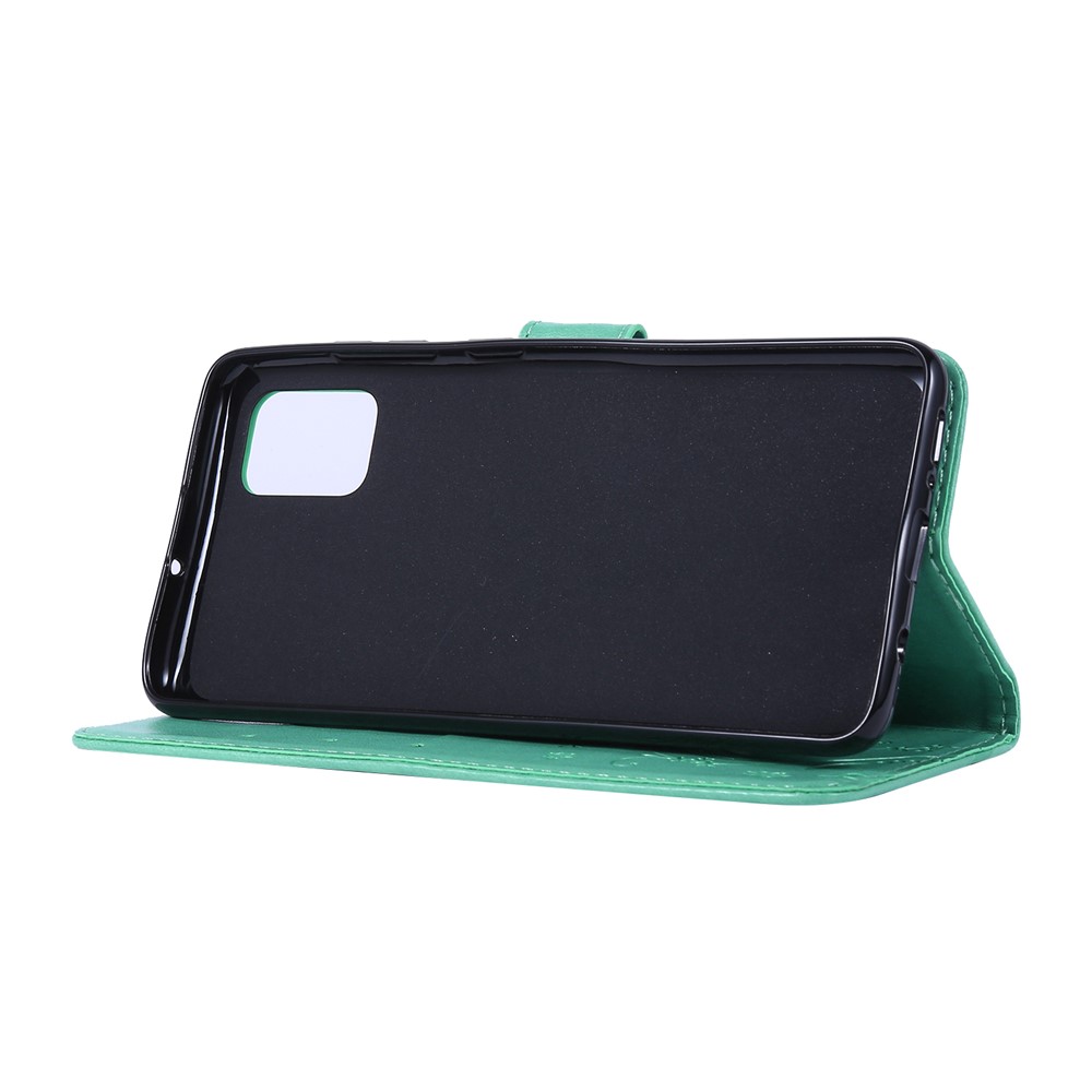 Imprint Butterflies Wallet Stand Flip Leather Phone Shell for Samsung Galaxy A51 - Cyan-4