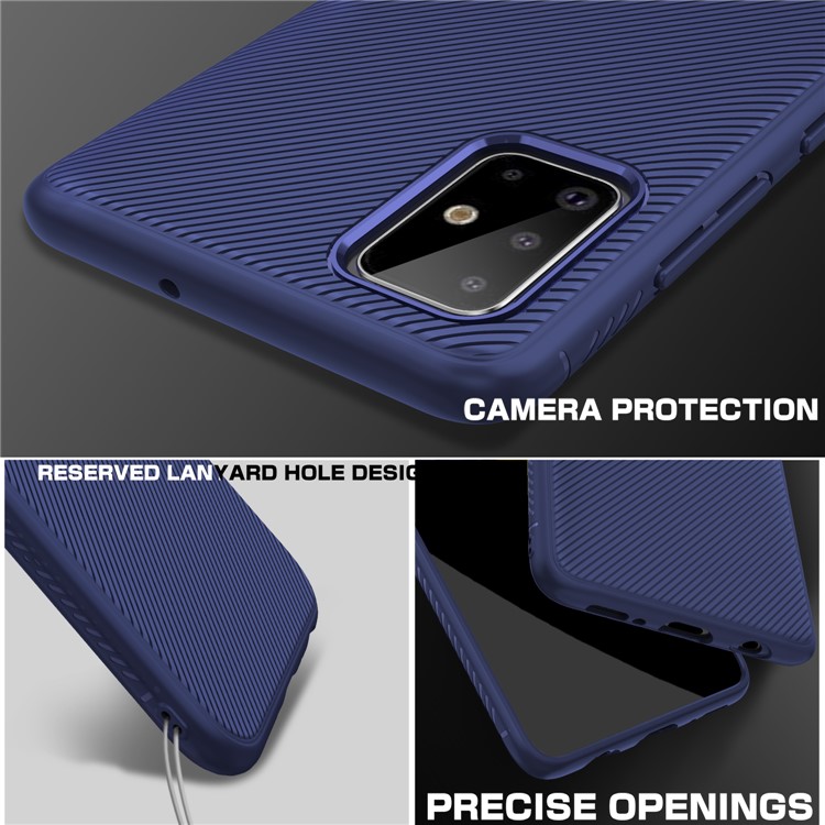 Jazz Series Twill Texture TPU Cell Phone Case for Samsung Galaxy A71 - Blue-4