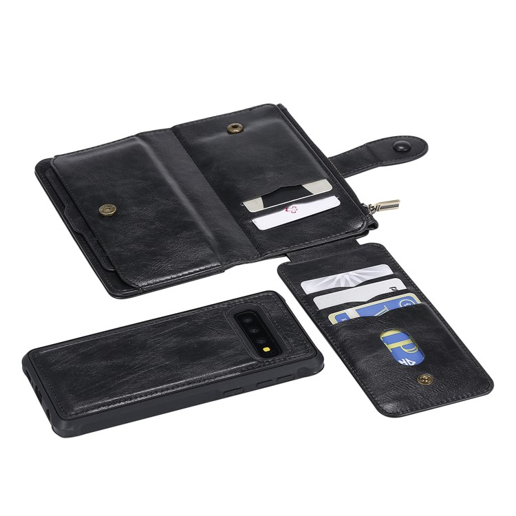 Multi-functional Retro Leather Wallet Case Covering for Samsung Galaxy S10 - Black-27