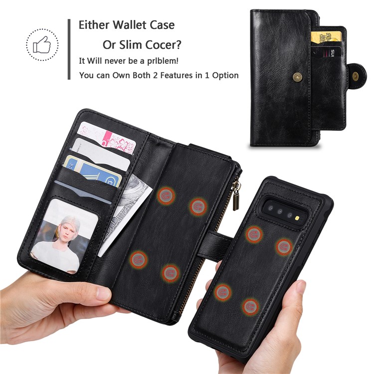 Multi-functional Retro Leather Wallet Case Covering for Samsung Galaxy S10 - Black-3