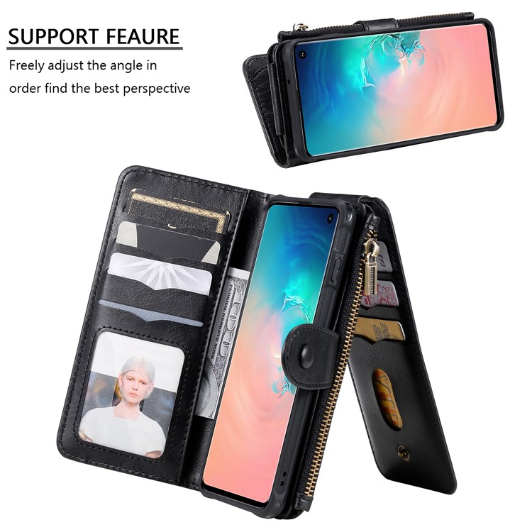 Multi-functional Retro Leather Wallet Case Covering for Samsung Galaxy S10 - Black-4