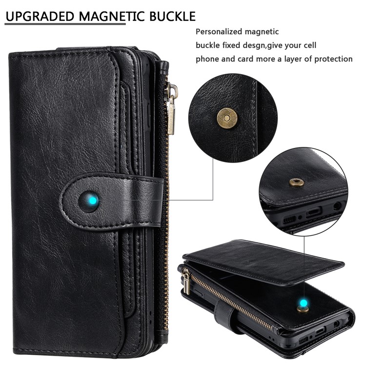 Multi-functional Retro Leather Wallet Case Covering for Samsung Galaxy S10 - Black-6