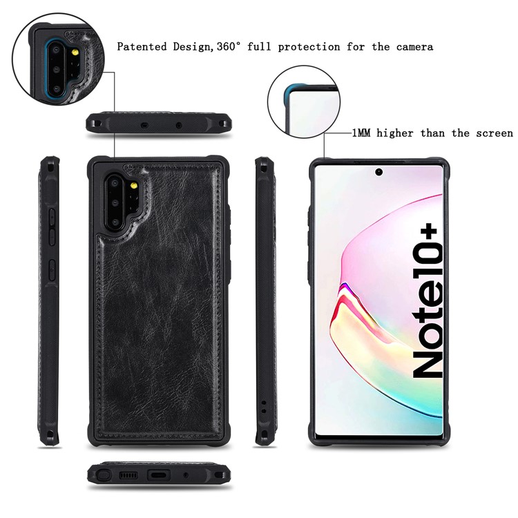 Multi-functional Retro Leather Wallet Case with Stand for Samsung Galaxy Note 10 Plus 5G/Note 10 Plus - Black-2