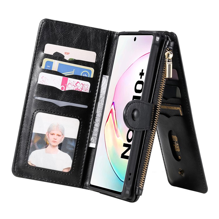 Multi-functional Retro Leather Wallet Case with Stand for Samsung Galaxy Note 10 Plus 5G/Note 10 Plus - Black-21