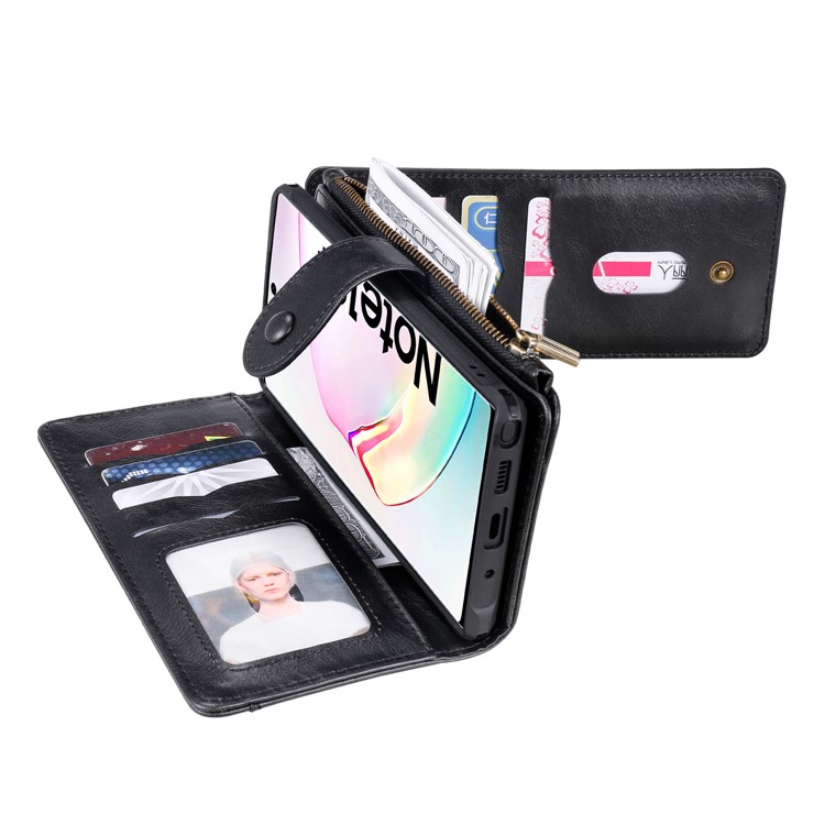 Multi-functional Retro Leather Wallet Case with Stand for Samsung Galaxy Note 10 Plus 5G/Note 10 Plus - Black-23