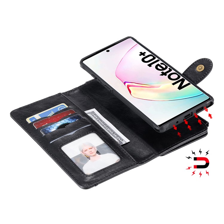 Multi-functional Retro Leather Wallet Case with Stand for Samsung Galaxy Note 10 Plus 5G/Note 10 Plus - Black-26