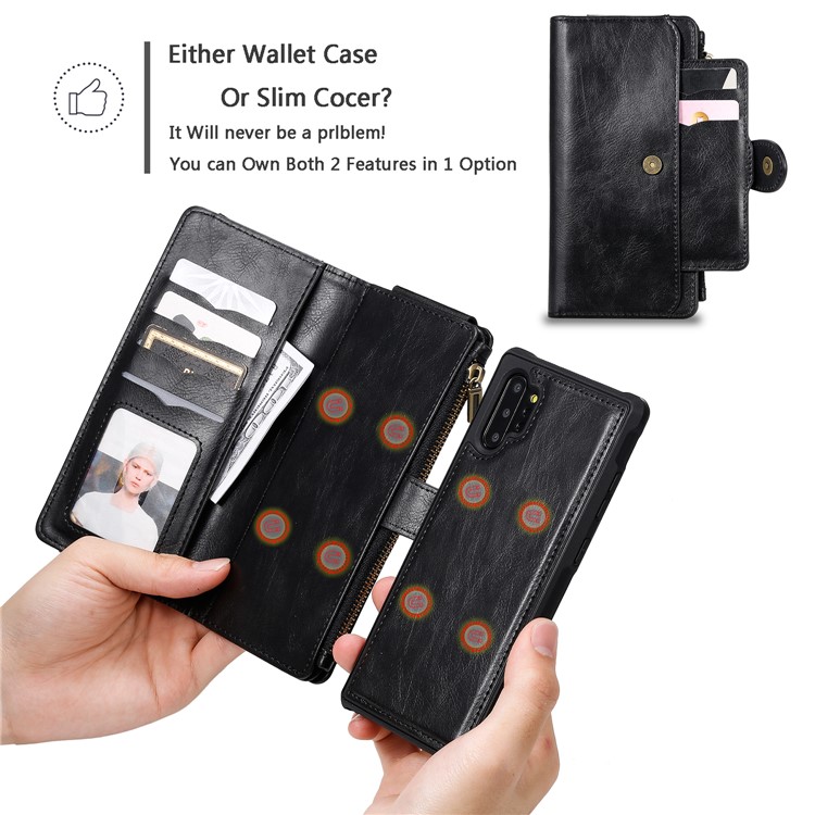 Multi-functional Retro Leather Wallet Case with Stand for Samsung Galaxy Note 10 Plus 5G/Note 10 Plus - Black-3