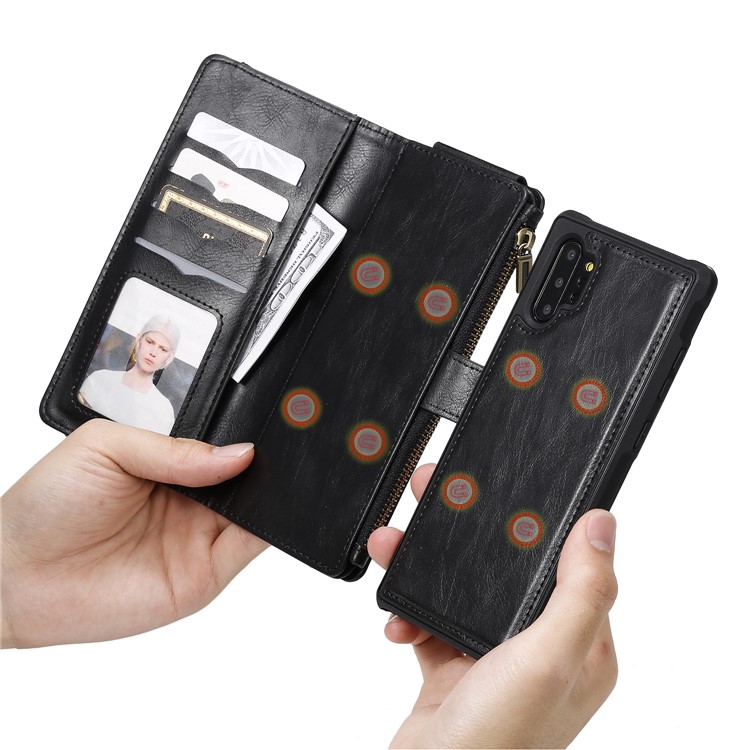 Multi-functional Retro Leather Wallet Case with Stand for Samsung Galaxy Note 10 Plus 5G/Note 10 Plus - Black-30