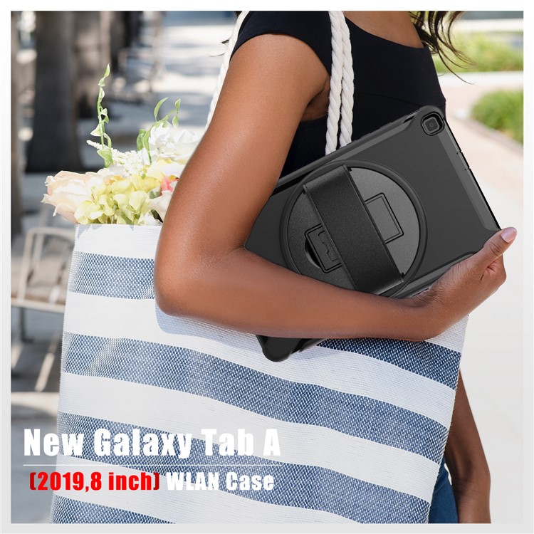 360° Swivel Kickstand PC + TPU Tablet Case with Hand Strap for Samsung Galaxy Tab A 8.0 Wi-Fi (2019) SM-T290/T295 - Black-16