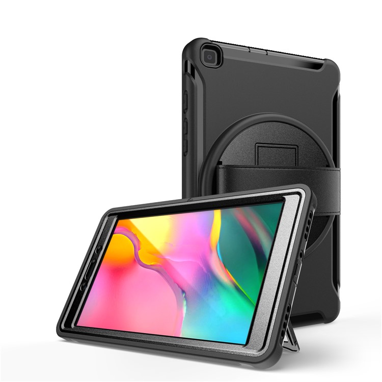 360° Swivel Kickstand PC + TPU Tablet Case with Hand Strap for Samsung Galaxy Tab A 8.0 Wi-Fi (2019) SM-T290/T295 - Black-3