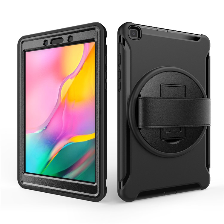 360° Swivel Kickstand PC + TPU Tablet Case with Hand Strap for Samsung Galaxy Tab A 8.0 Wi-Fi (2019) SM-T290/T295 - Black-4