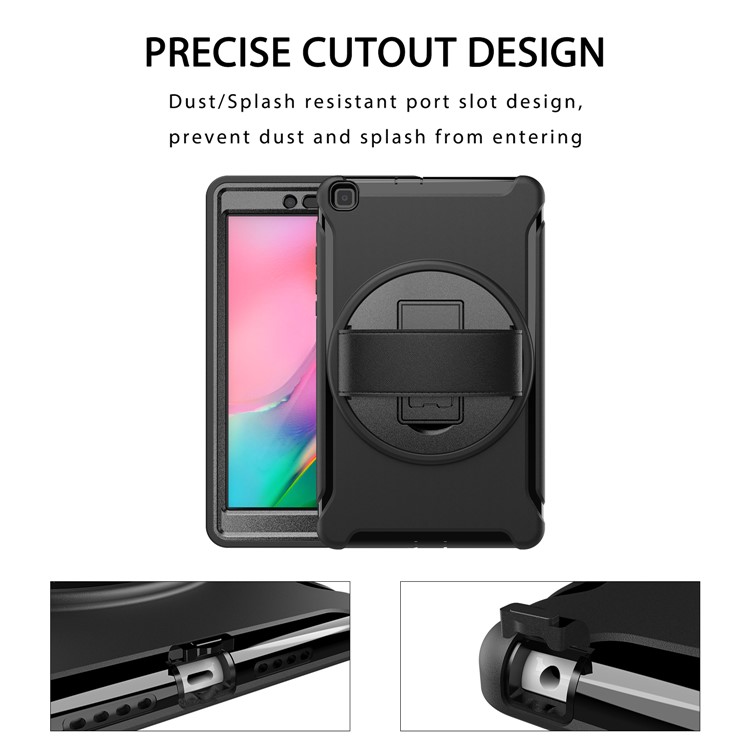 360° Swivel Kickstand PC + TPU Tablet Case with Hand Strap for Samsung Galaxy Tab A 8.0 Wi-Fi (2019) SM-T290/T295 - Black-9