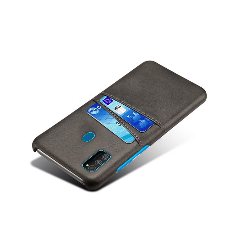 KSQ PU Leather Coated Plastic Case with Dual Card Slots for Samsung Galaxy M30s - Black-4