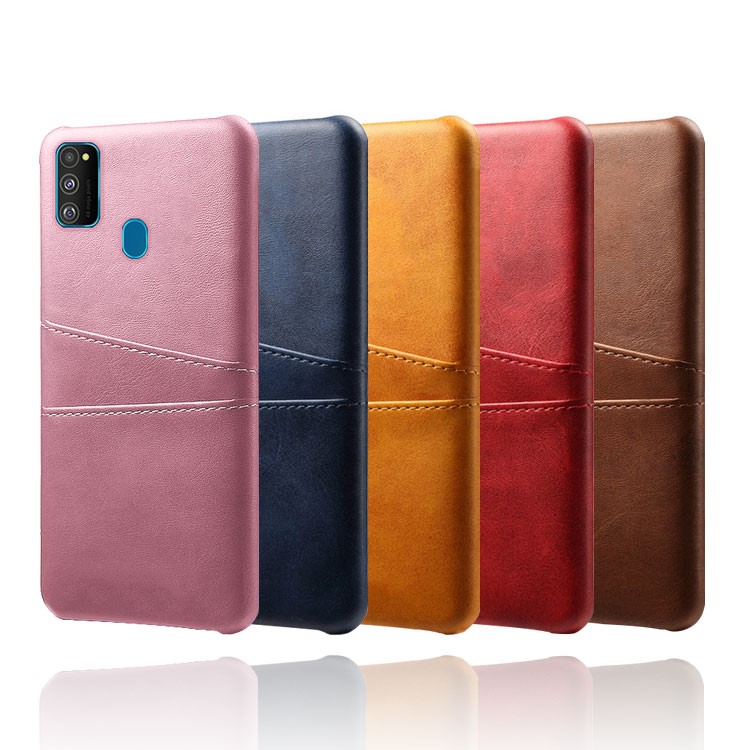 KSQ PU Leather Coated Plastic Case with Dual Card Slots for Samsung Galaxy M30s - Black-7