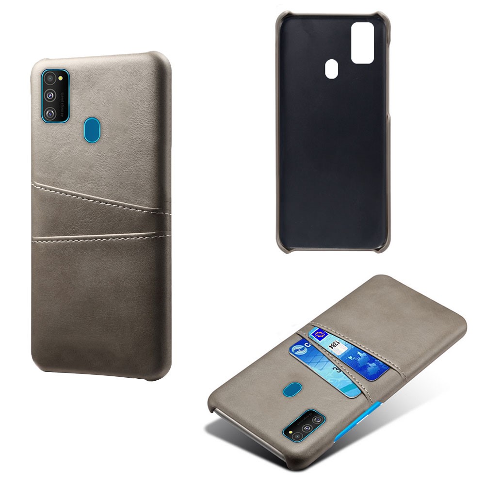 KSQ PU Leather Coated Plastic Case with Dual Card Slots for Samsung Galaxy M30s/M21 - Grey-2