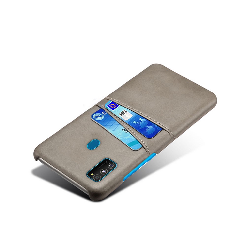 KSQ PU Leather Coated Plastic Case with Dual Card Slots for Samsung Galaxy M30s/M21 - Grey-4