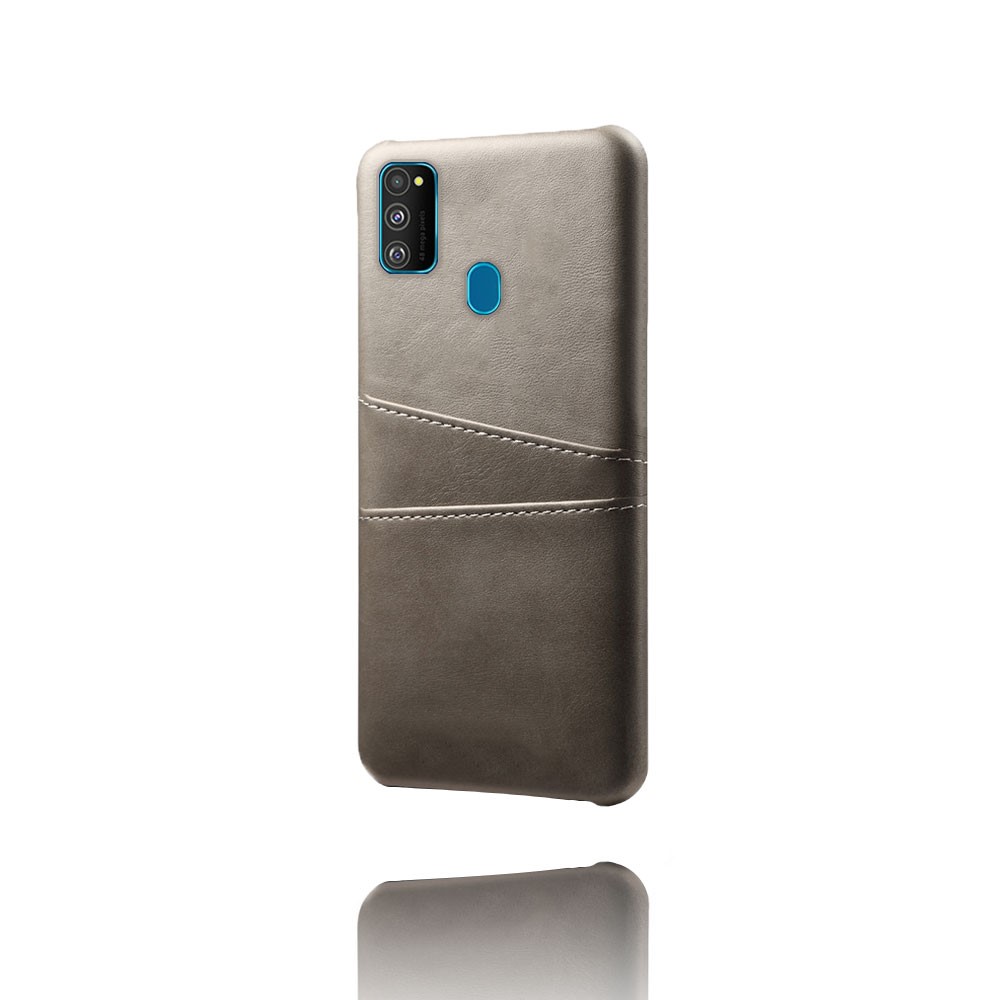 KSQ PU Leather Coated Plastic Case with Dual Card Slots for Samsung Galaxy M30s/M21 - Grey-5