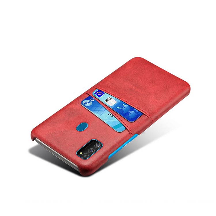 KSQ PU Leather Coated Plastic Case with Dual Card Slots for Samsung Galaxy M30s/M21 - Red-4