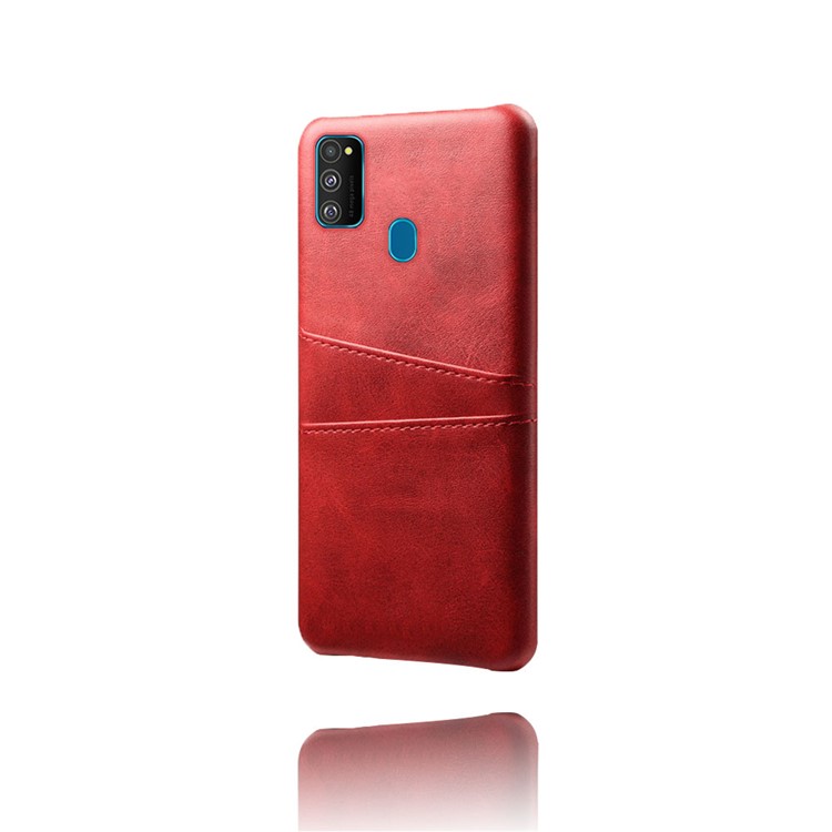 KSQ PU Leather Coated Plastic Case with Dual Card Slots for Samsung Galaxy M30s/M21 - Red-5