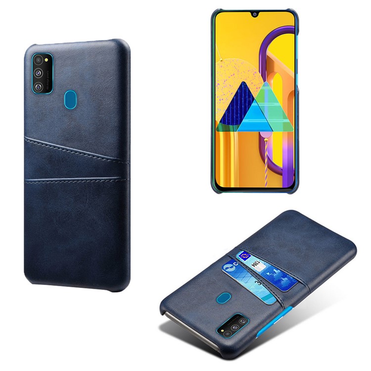 KSQ PU Leather Coated Plastic Case with Dual Card Slots for Samsung Galaxy M30s/M21 - Dark Blue-1
