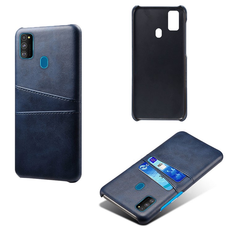 KSQ PU Leather Coated Plastic Case with Dual Card Slots for Samsung Galaxy M30s/M21 - Dark Blue-2