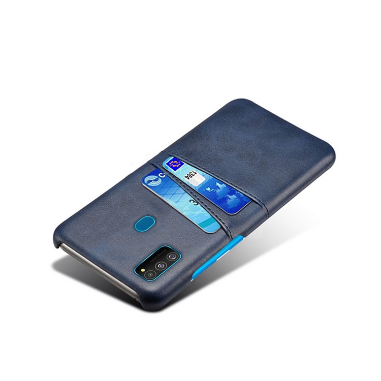 KSQ PU Leather Coated Plastic Case with Dual Card Slots for Samsung Galaxy M30s/M21 - Dark Blue-4