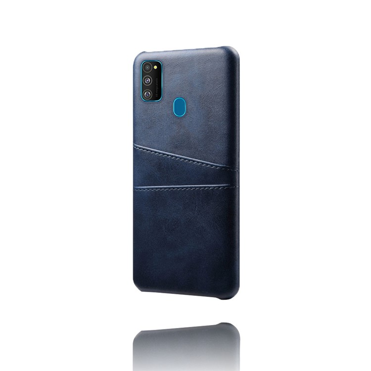 KSQ PU Leather Coated Plastic Case with Dual Card Slots for Samsung Galaxy M30s/M21 - Dark Blue-5