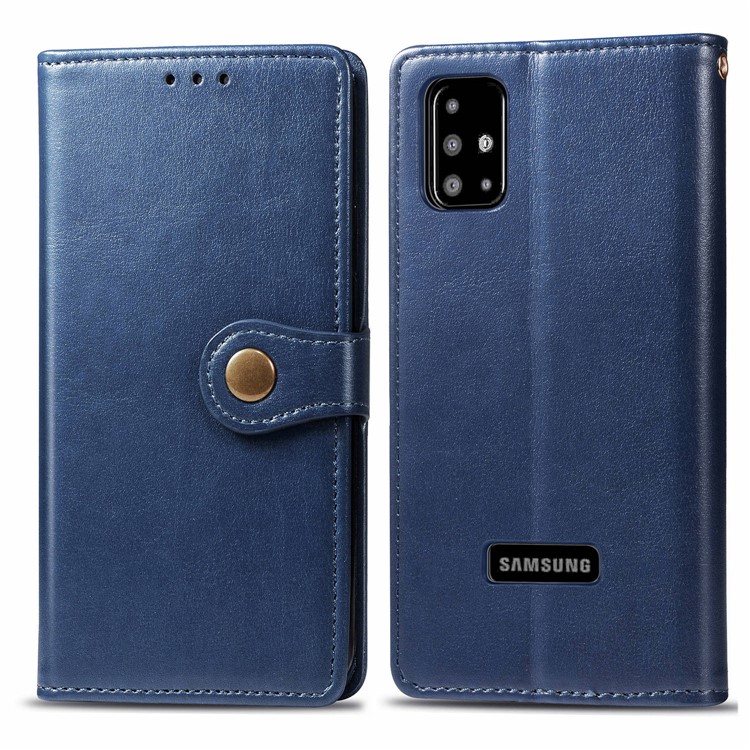 PU Кожаный Бумажник Стенд Чехол Для Samsung Galaxy A51 - Синий-1
