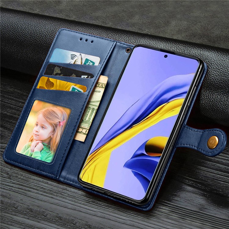 PU Кожаный Бумажник Стенд Чехол Для Samsung Galaxy A51 - Синий-11